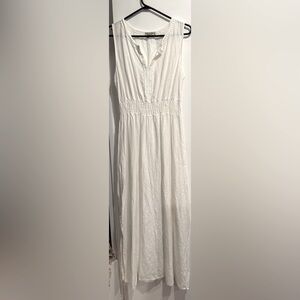 Terzo Millennio Italian 100% linen maxi dress white sustainable embroidered USS